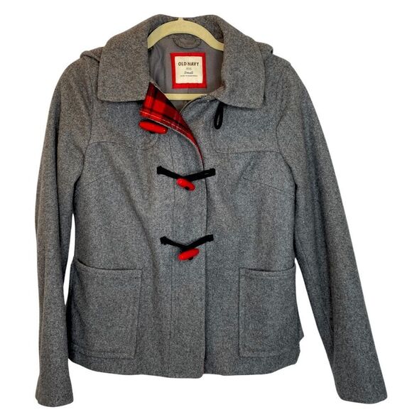 🚨FINAL OFFER Old Navy Recycled Wool Grey Coat with Toggle Buttons Size Small - Picture 1 of 13